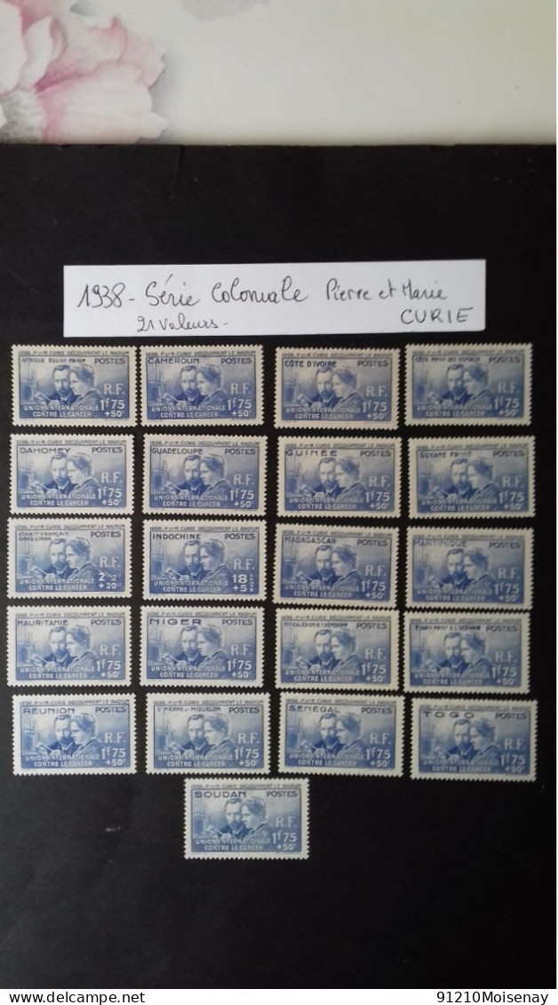 GRANDES SERIES COLONIALES   PIERRE ET MARIE CURIE **  De 1938    LOT - 1938 Pierre Et Marie Curie