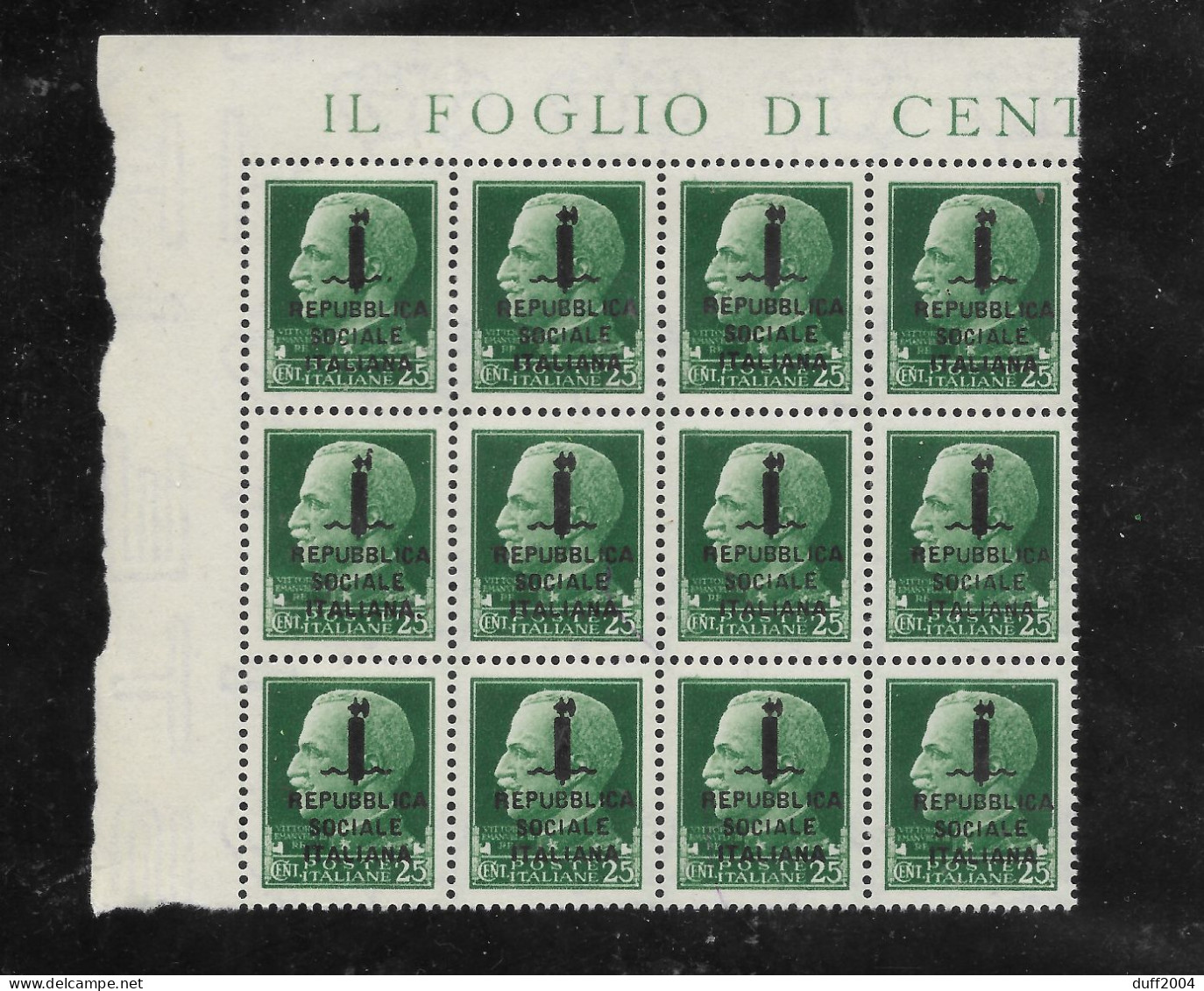 CENT.25 VERDE - FASCETTO NERO. - Mint/hinged