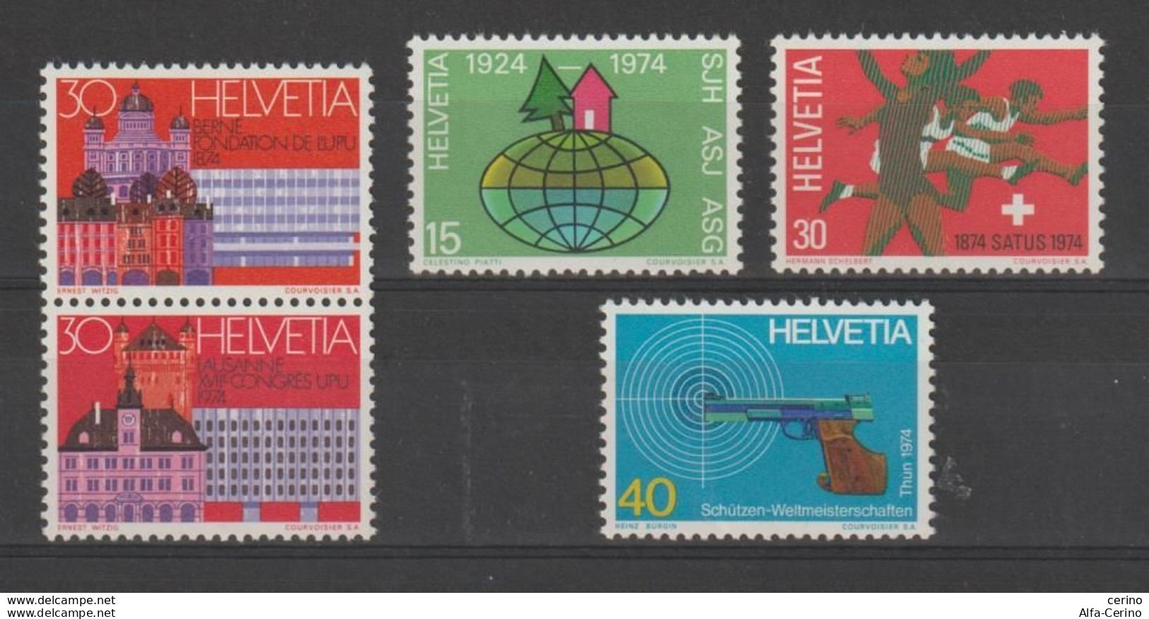 SVIZZERA:  1974  COMMEMORATIVI  -  2  S. CPL. 5  VAL. N. -  YV/TELL. 947/49 + 956/57 - Nuevos