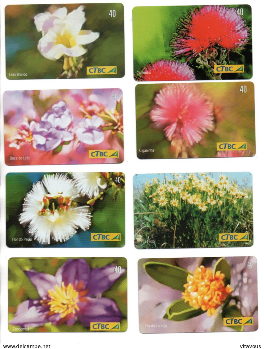 Série Complète 8 Télécartes Brésil Télécarte Fleur Fleurs  Phonecard  (K 285) - Brazil