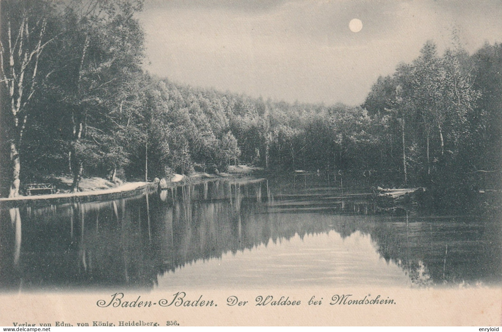 Baden-Baden. Der Waldsee Bei Mondschein. - Baden-Baden