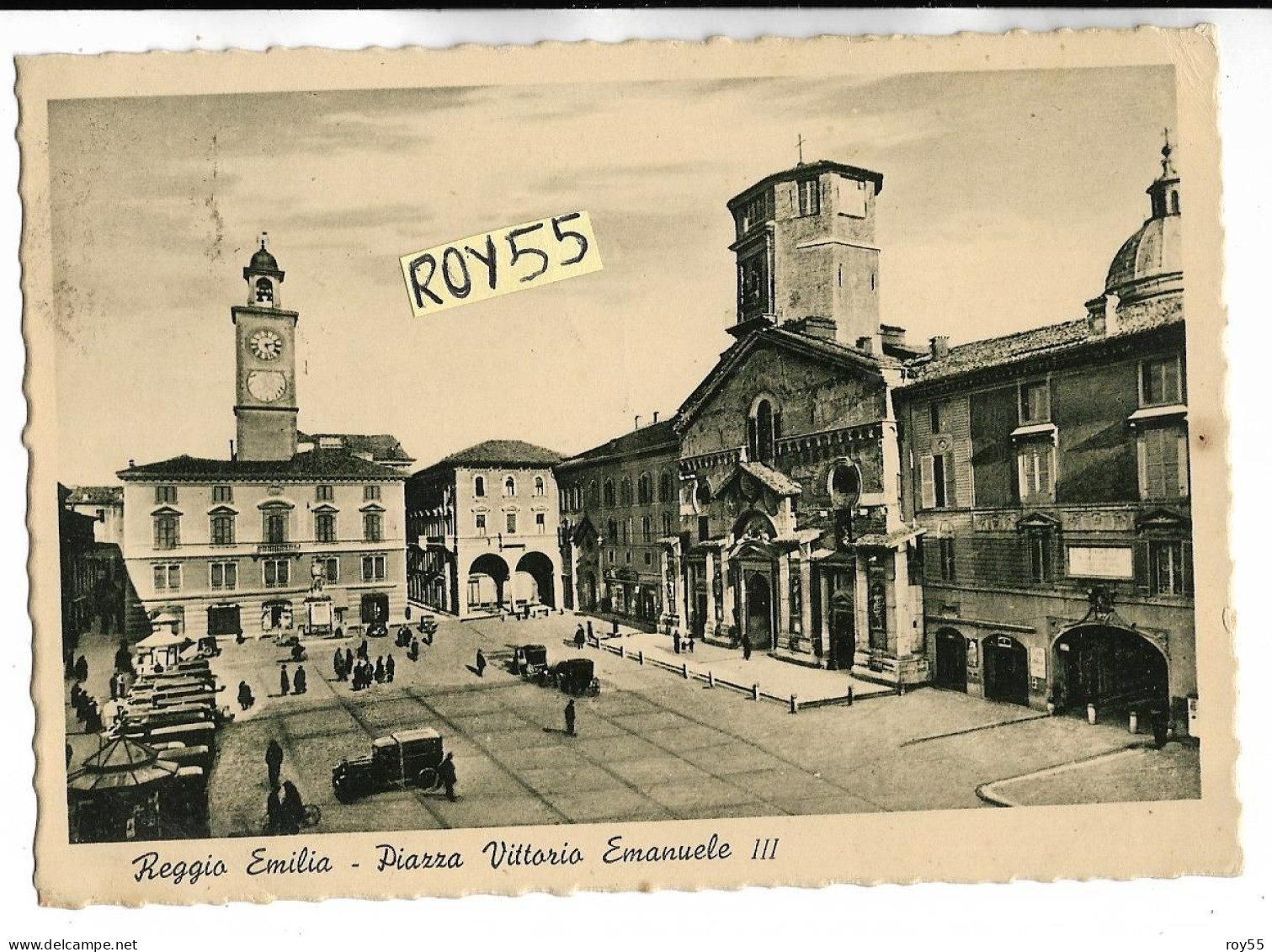 Emilia Romagna-reggio Emilia Piazza Vittorio Emanuele III Veduta Animata Anni 30 (v.retro) - Reggio Nell'Emilia