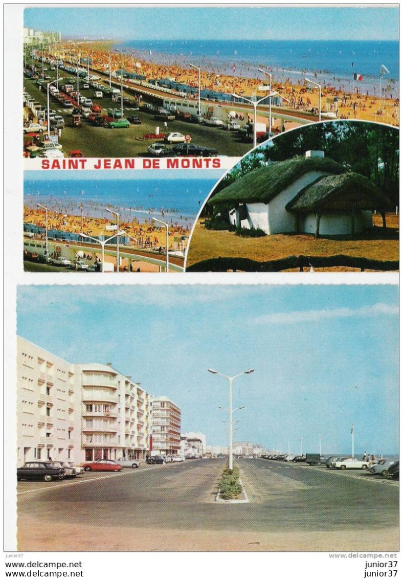 2 CP De Saint Jean De Monts, Voitures Peugeot, Citroen, Renault - Saint Jean De Monts