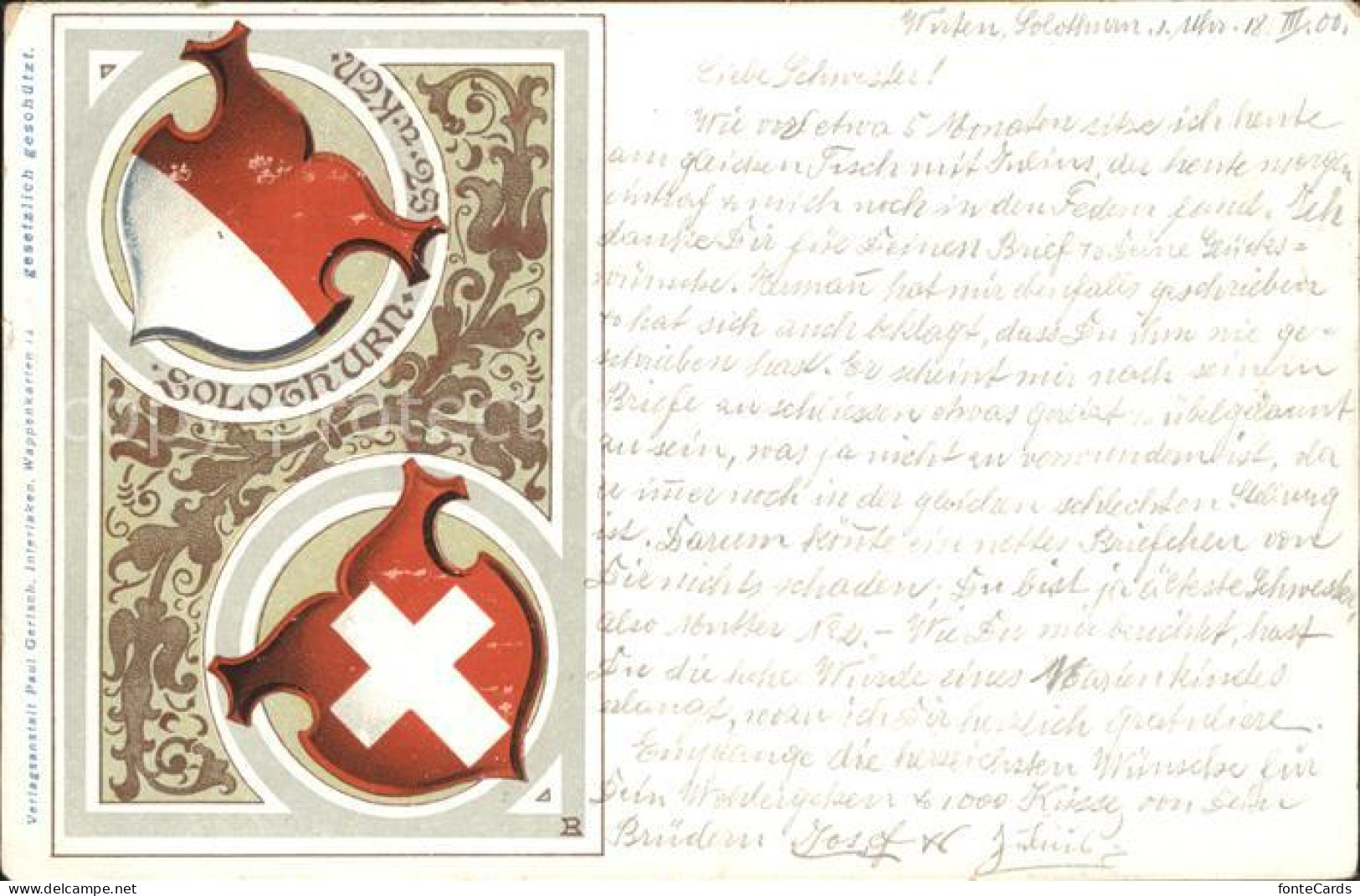 11945014 Solothurn Wappenkarte Solothurn - Autres & Non Classés