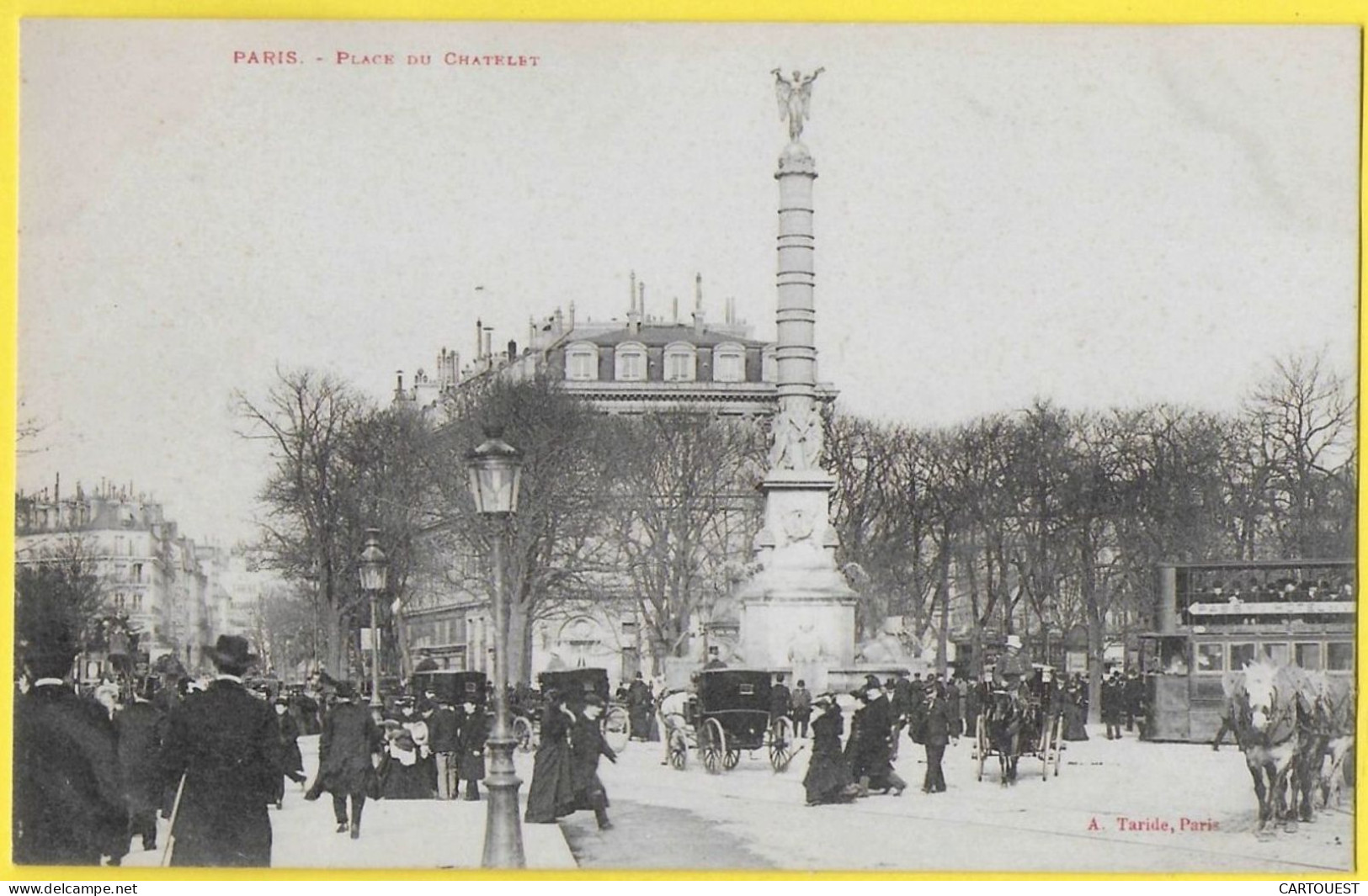 CPA PARIS Place Du Chatelet - Tramway - Belle Animation - Cliché Peu Courant - Autres & Non Classés