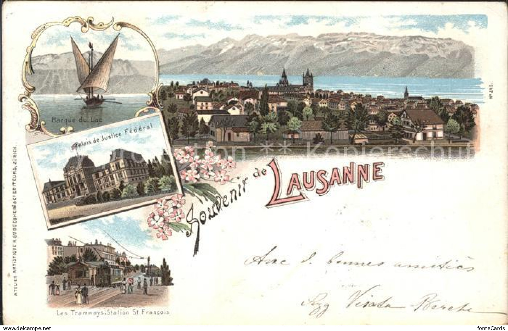 11943344 Lausanne VD Barque Du Lac Palais Justice Federal Tramways Station St Fr - Sonstige & Ohne Zuordnung