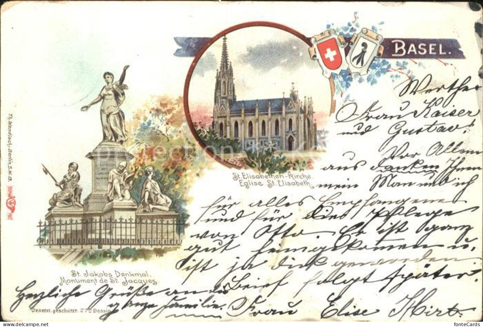 11943300 Basel BS St Elisabethen Kirche St Jakobs Denkmal Basel BS - Other & Unclassified