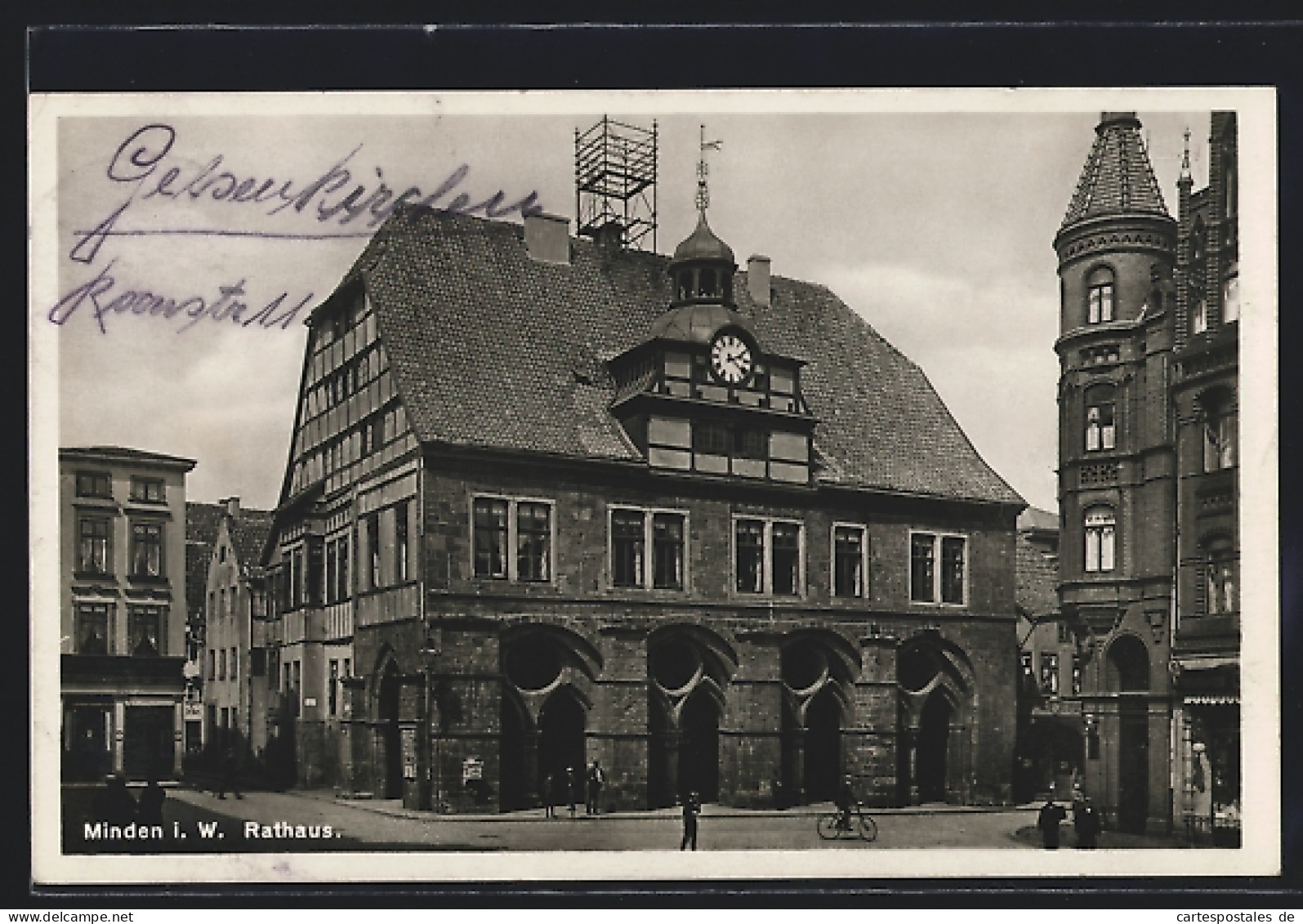 AK Minden I. W., Strassenpartie Am Rathaus  - Minden