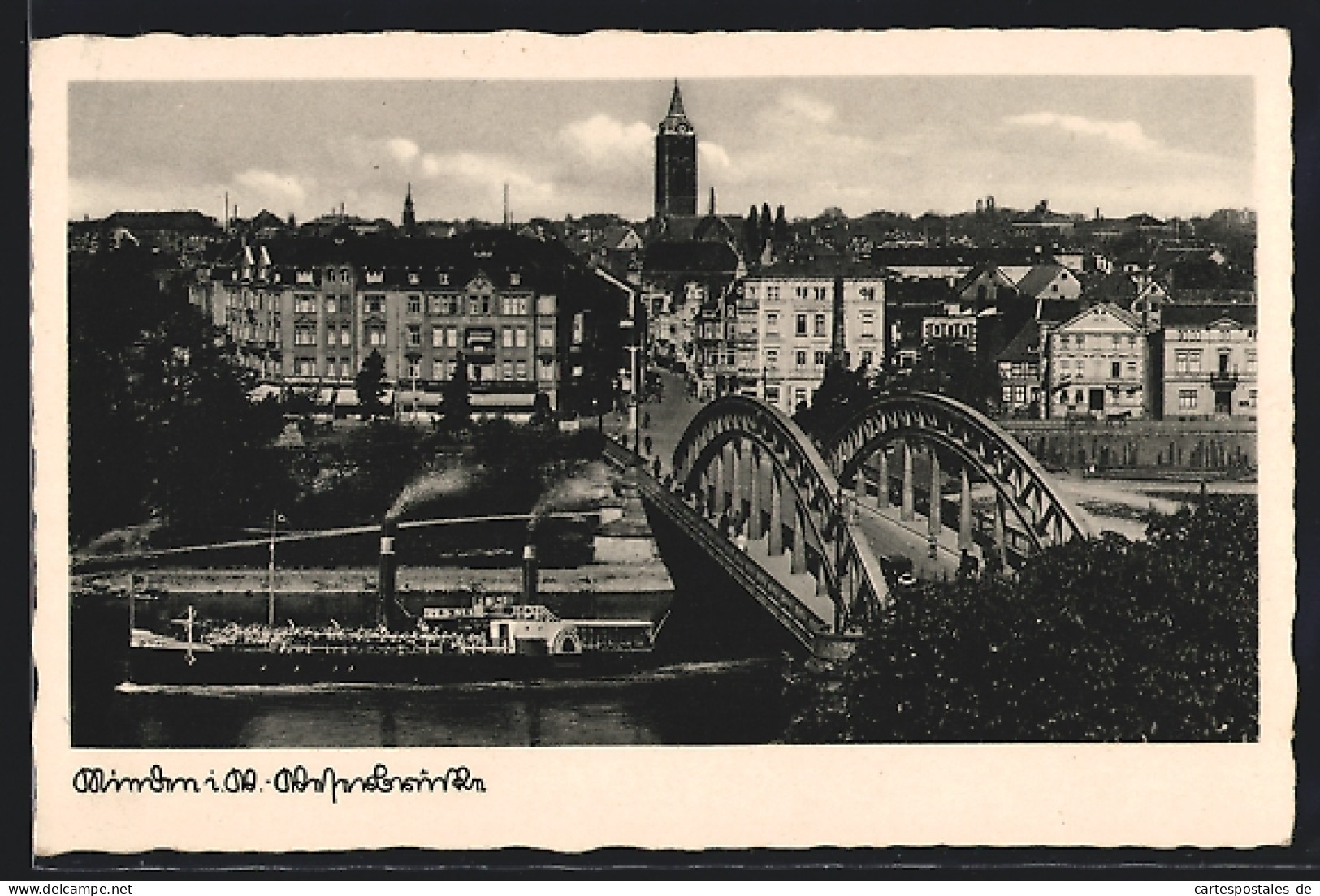 AK Minden I. W., Weserbrücke Mit Weserdampfer  - Minden