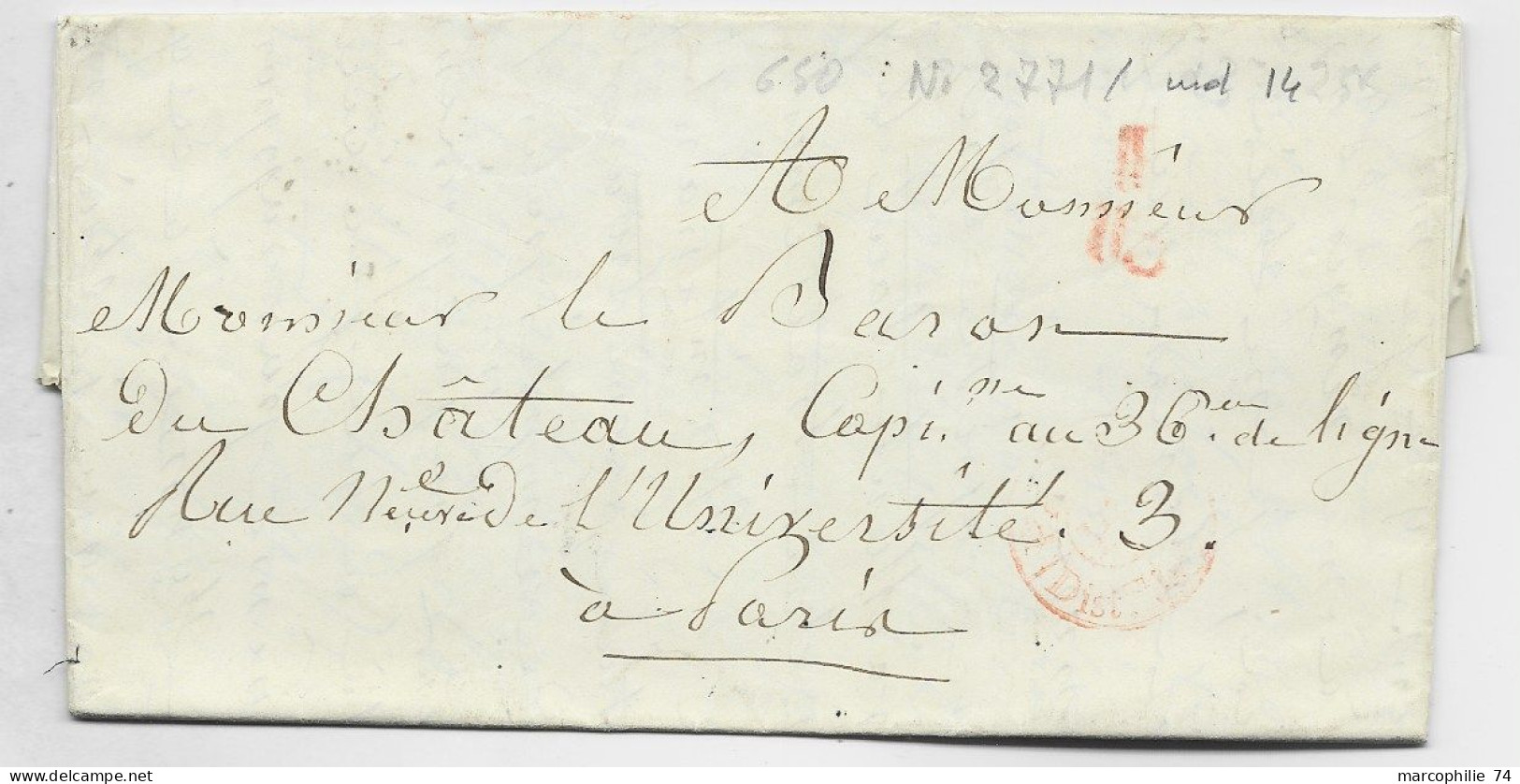 PETITE POSTE I 16 1846 LETTRE POUR CAPITAINE 36 E LIGNE PARIS INDICE 14 - 1801-1848: Vorläufer XIX