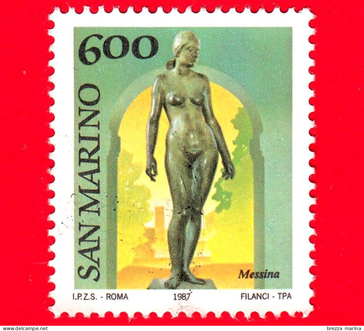 SAN MARINO - Usato - 1987 - Museo All'aperto - Scultura Di Messina - Nudo - 600 - Usados