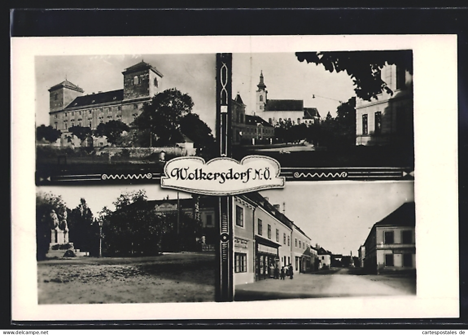 AK Wolkersdorf Im Weinviertel, Strassenpartie, Kirche, Denkmal, Schloss  - Other & Unclassified