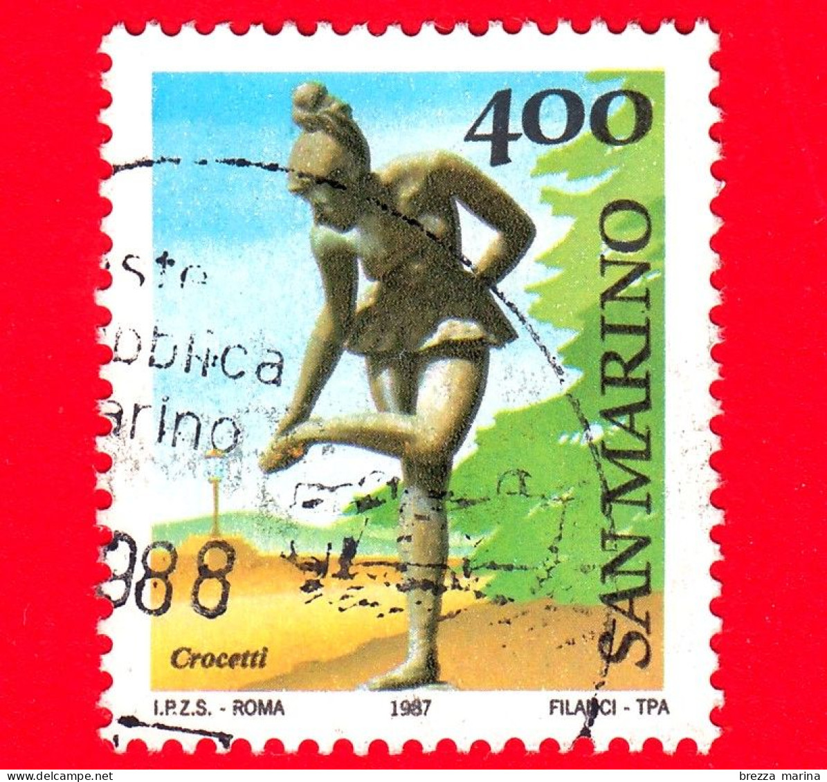 SAN MARINO - Usato - 1987 - Museo All'aperto - Scultura Di Crocetti - Nudo - 400 - Used Stamps