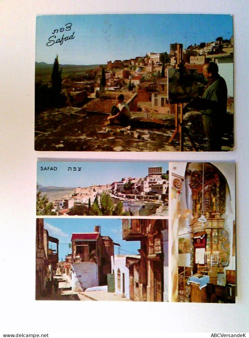 Safad, Blick über Den Ort, 3 Versch. Ansichten, Israel, 2 AK, Gelaufen 1981, Ungelaufen Ca. 1980, Konvolut - Sin Clasificación