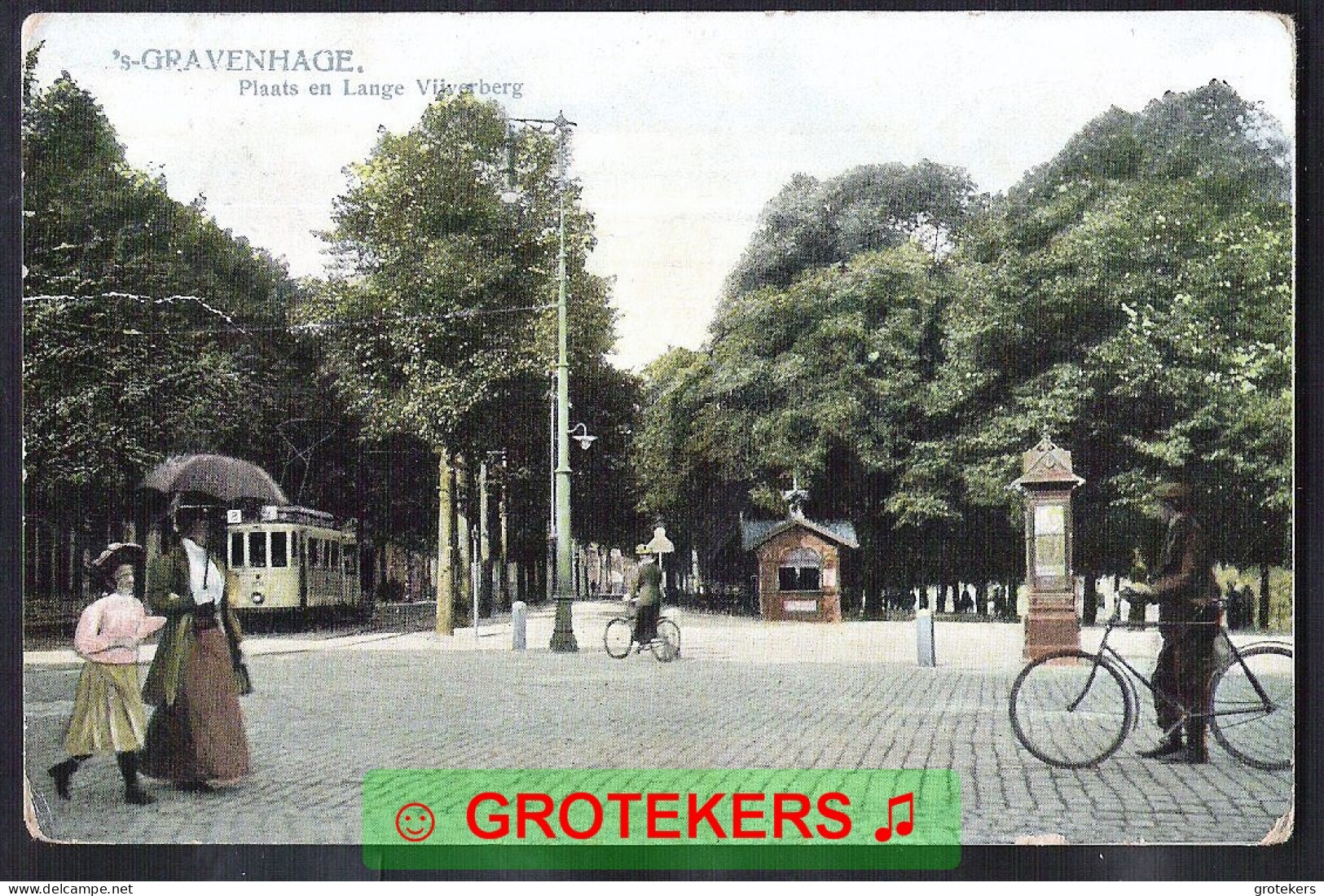 DEN HAAG Plaats En Lange Vijverberg 1909 Met TRAM 8  Streetcar - Den Haag ('s-Gravenhage)