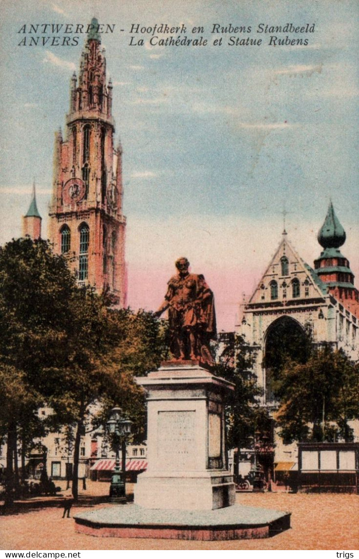 Antwerpen - Hoofdkerk En Rubens Standbeeld - Antwerpen