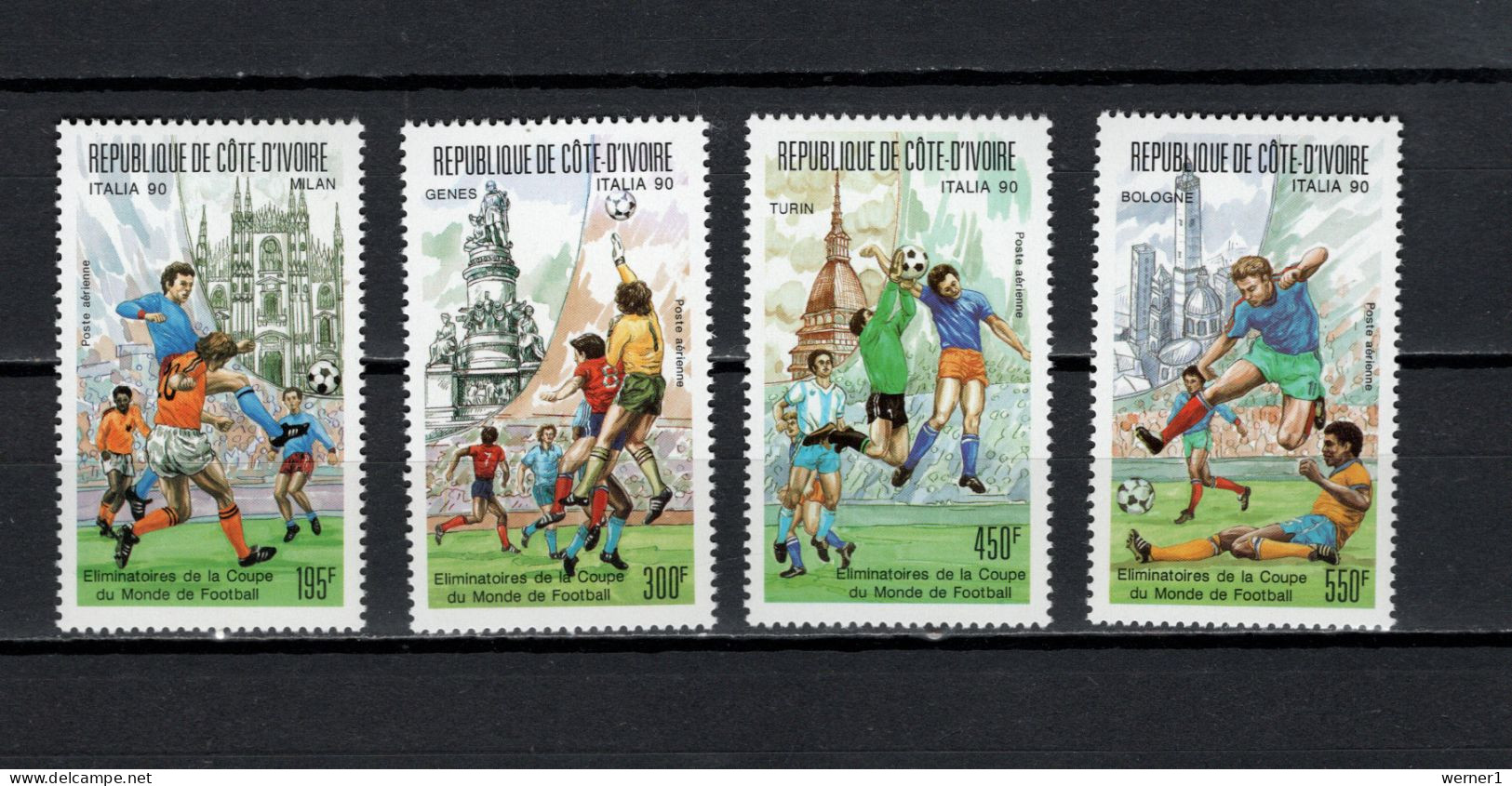 Ivory Coast 1989 Football Soccer World Cup Set Of 4 MNH - 1990 – Italie