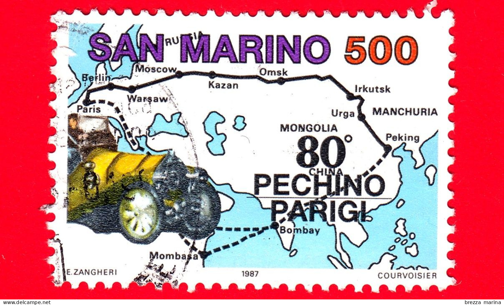 SAN MARINO - Usato - 1987 - Grandi Competizioni Automobilistiche - Pechino-Parigi, Edizione Del 1907 - 500 - Gebraucht