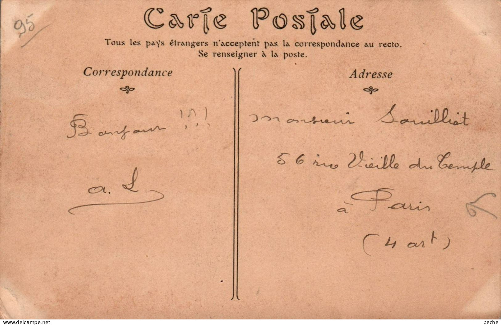 N°1524 W -cachet Convoyeur -Coubert à Paris-1906 - Poste Ferroviaire