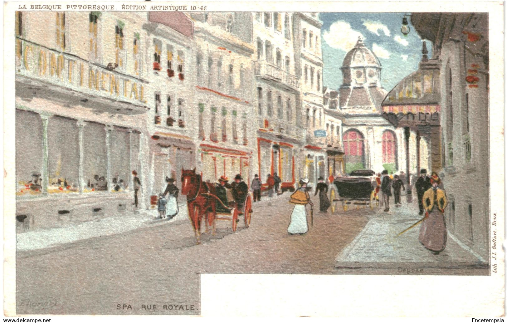 CPA Carte Postale Belgique Spa Rue Royale Illustration  Début 1900 VM80237 - Spa