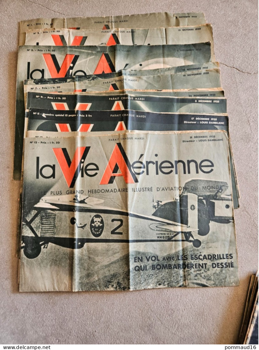 Lot De 11 Revues La Vie Aérienne 1935 : N°1, 2, 5, 6, 7, 8, 9, 10, 11, 12 Et 13 - 1900 - 1949