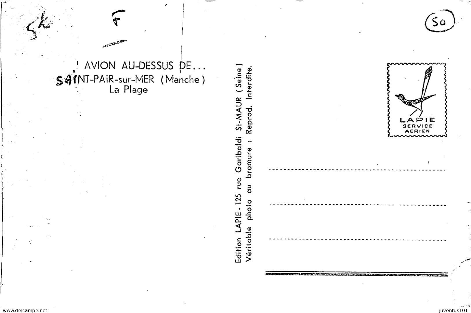 CPSM En Avion Au Dessus De.... Saint Pair-La Plage-En L'état-RARE    L2882 - Saint Pair Sur Mer