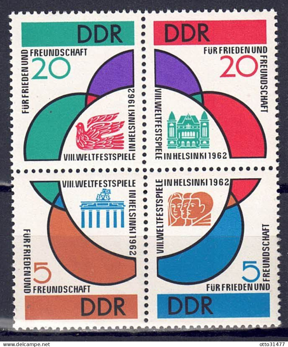 DDR 1962 - Weltfestspiele, Nr. 901 - 904 Zd., Postfrisch ** / MNH - Nuevos