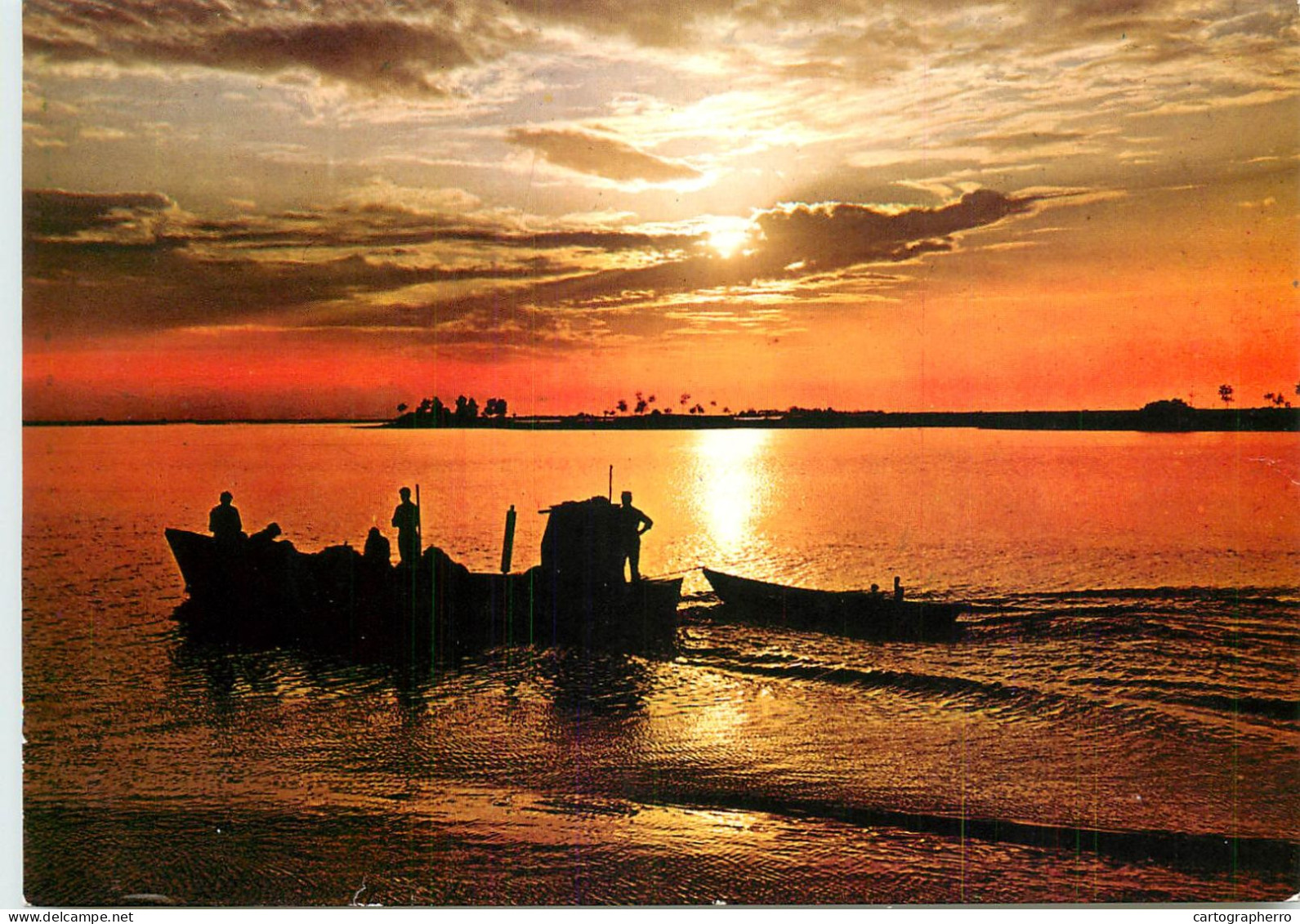 Navigation Sailing Vessels & Boats Themed Postcard Jerba Tunsie Coucher De Soleil - Voiliers