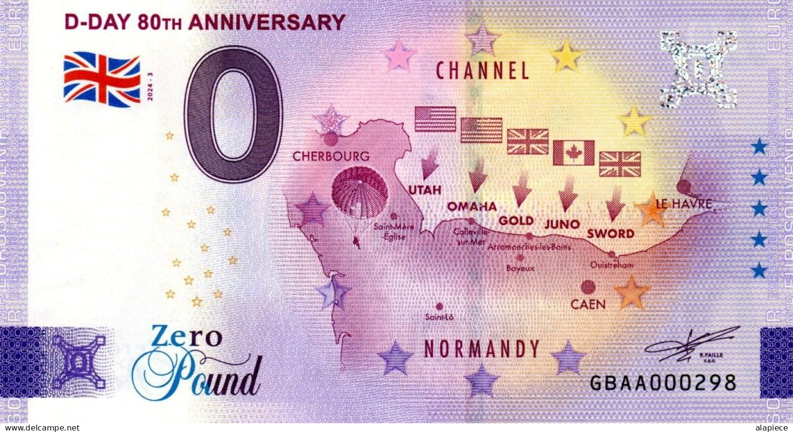 Billet Touristique - 0 Pound - UK - D-DAY 80th Anniversary (2024-3) - Essais Privés / Non-officiels