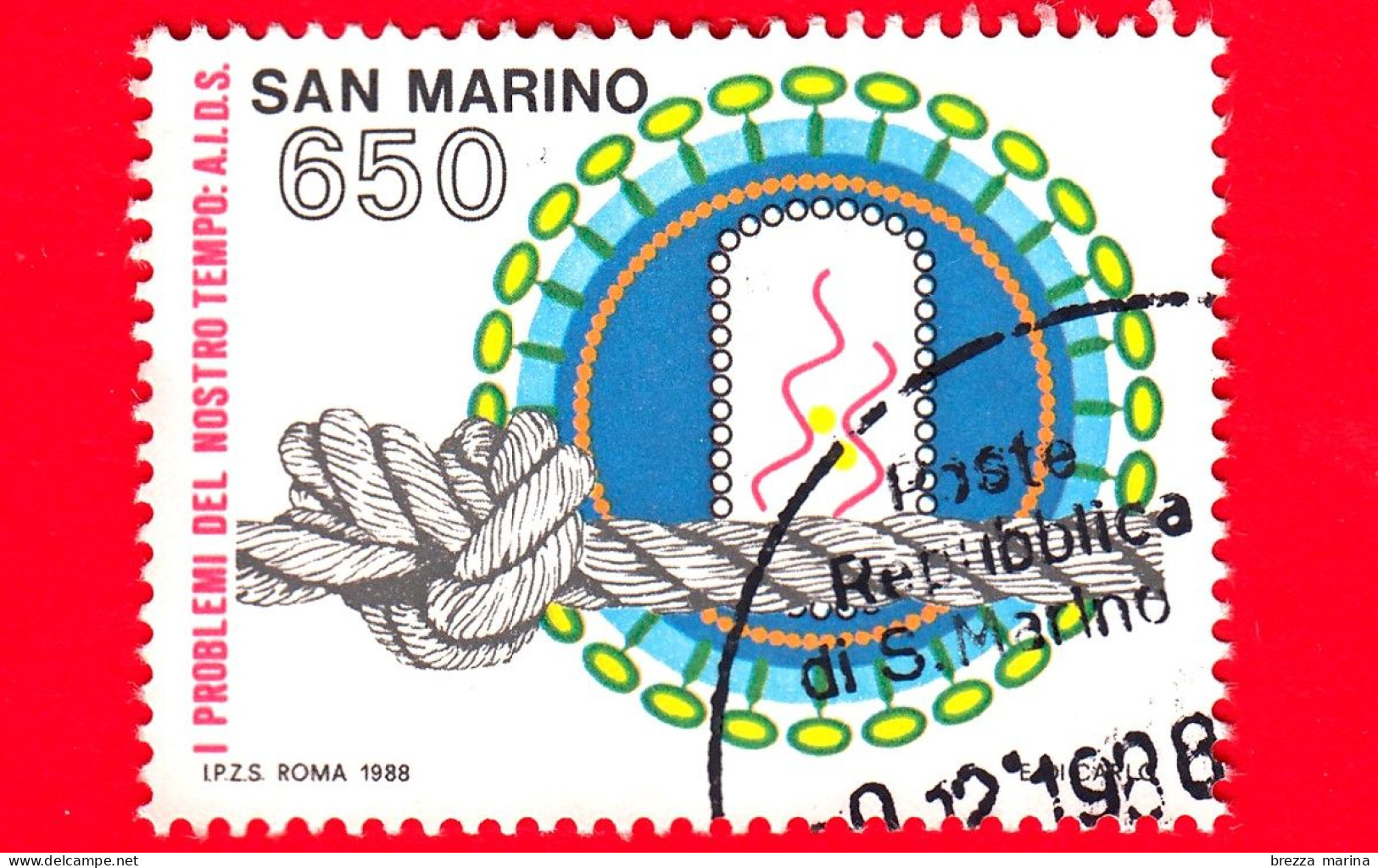 SAN MARINO - Usato - 1988 - Convegno Internazionale Sull'aids - Nodo - 650 - Gebraucht
