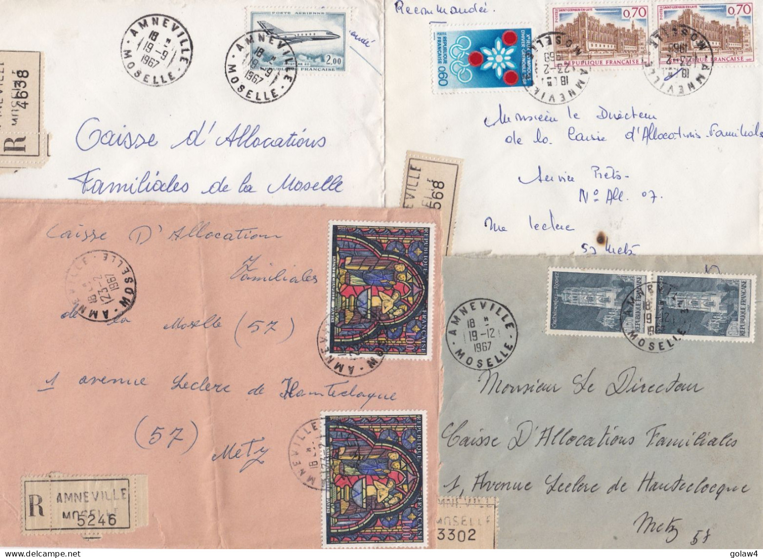 36920# LOT 21 LETTRES FRANCHISE PARTIELLE RECOMMANDE Obl AMNEVILLE MOSELLE 1967 - 1968 Pour METZ - Lettres & Documents