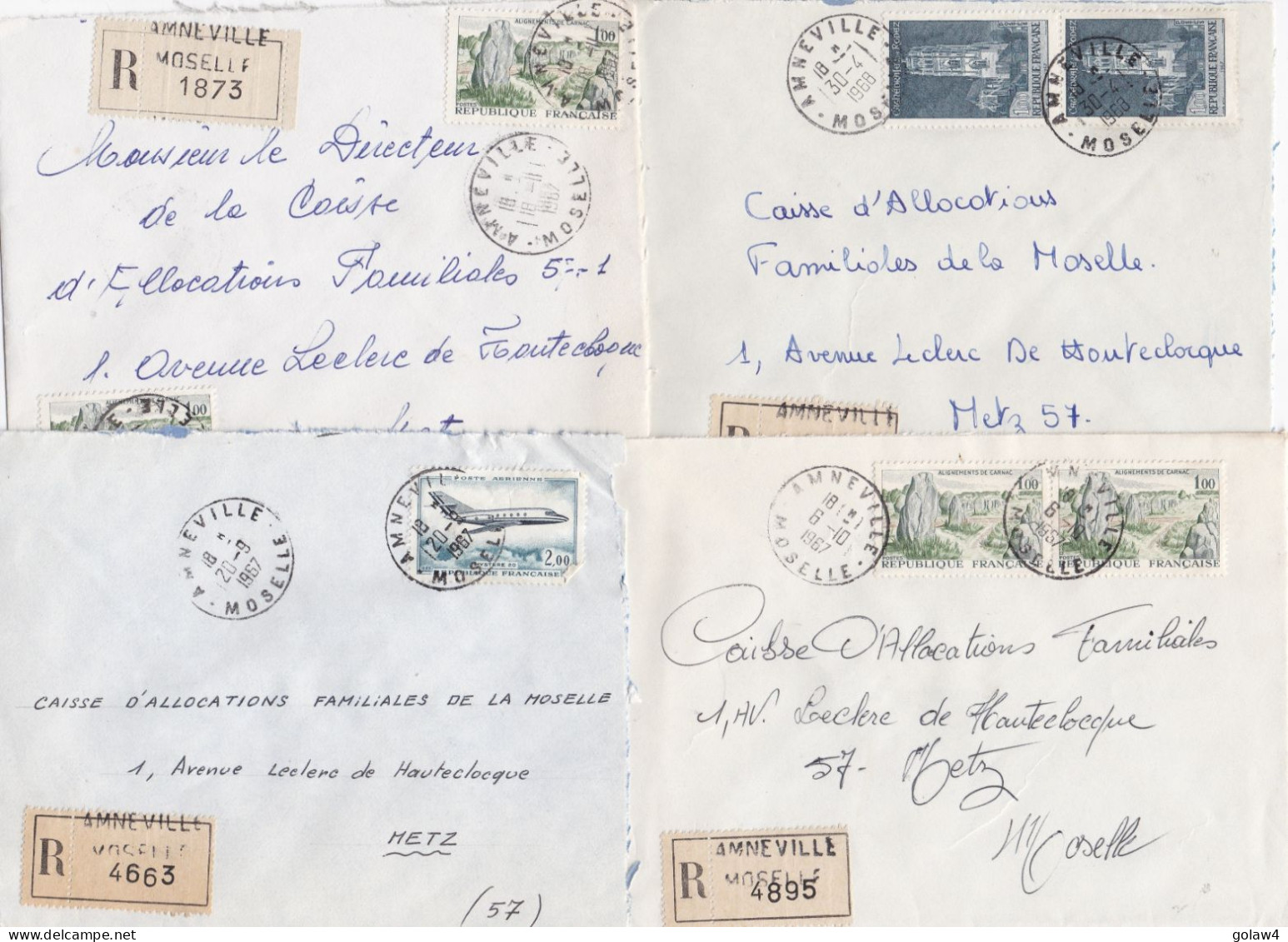 36920# LOT 21 LETTRES FRANCHISE PARTIELLE RECOMMANDE Obl AMNEVILLE MOSELLE 1967 - 1968 Pour METZ - Cartas & Documentos