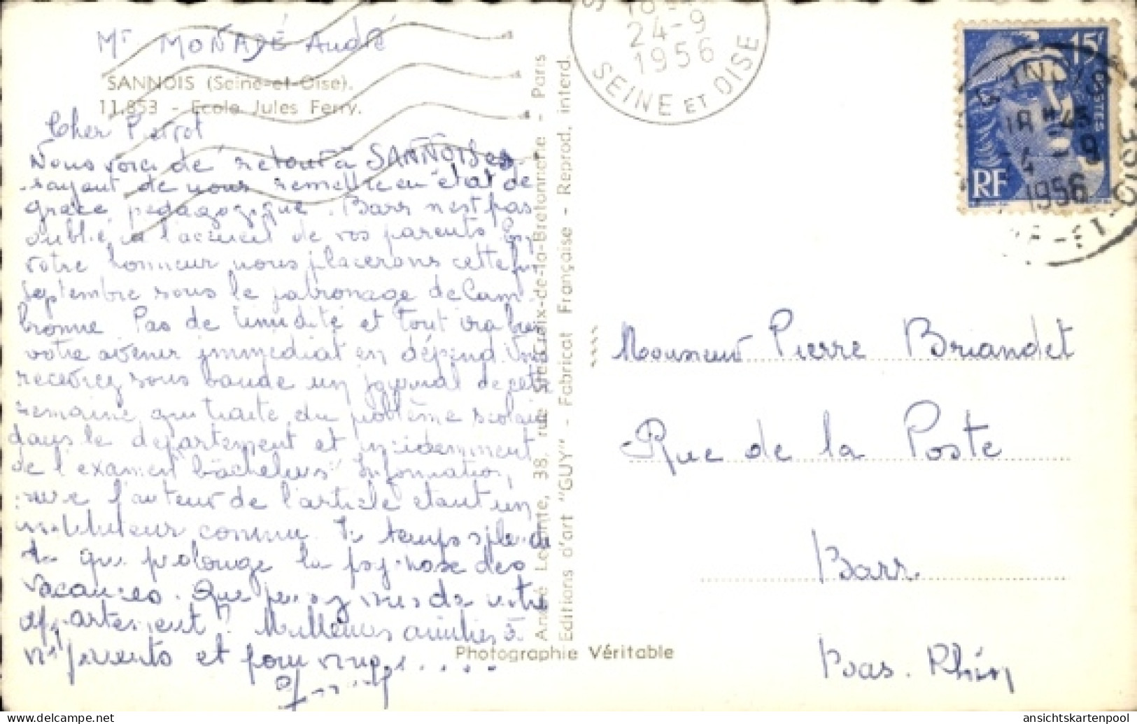CPA Sannois Val D’Oise, Jules Ferry School - Andere & Zonder Classificatie