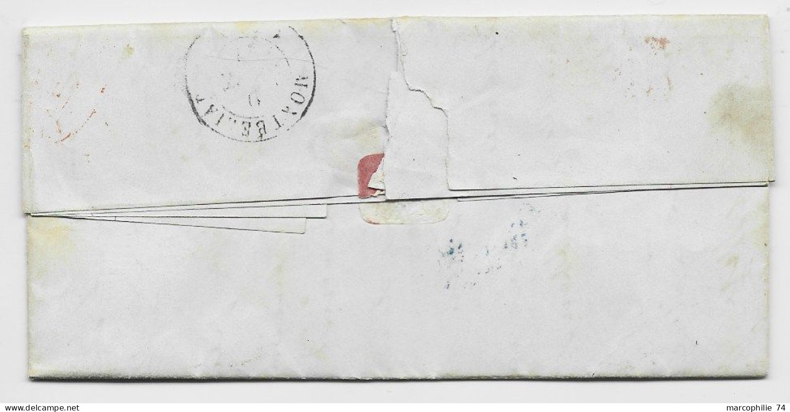 BELGIQUE LETTRE COVER CACHET ROUGE ANVERS 1841 POUR MONTBELIARD DOUBS FRANCE + EN BLEU R4R TAXE 12 - 1830-1849 (Independent Belgium)