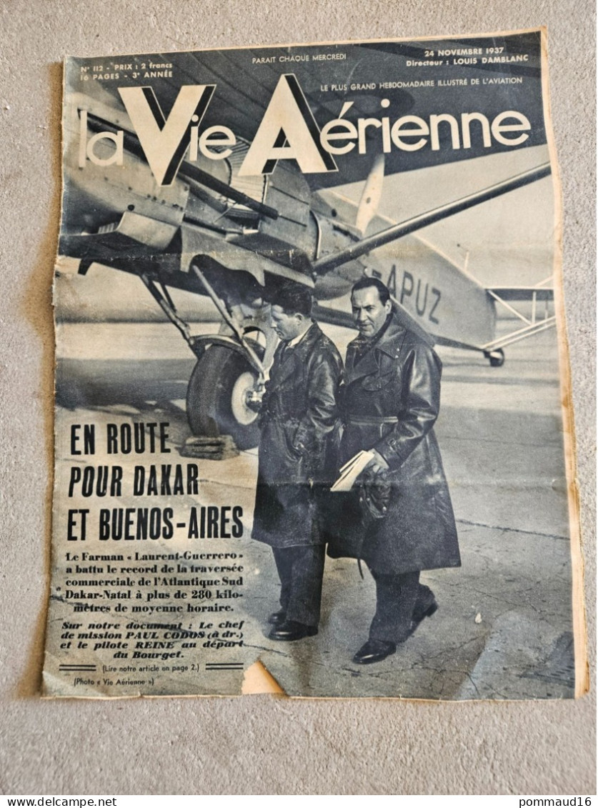 La Vie Aérienne 24 Novembre 1937 : N°112 - 1900 - 1949