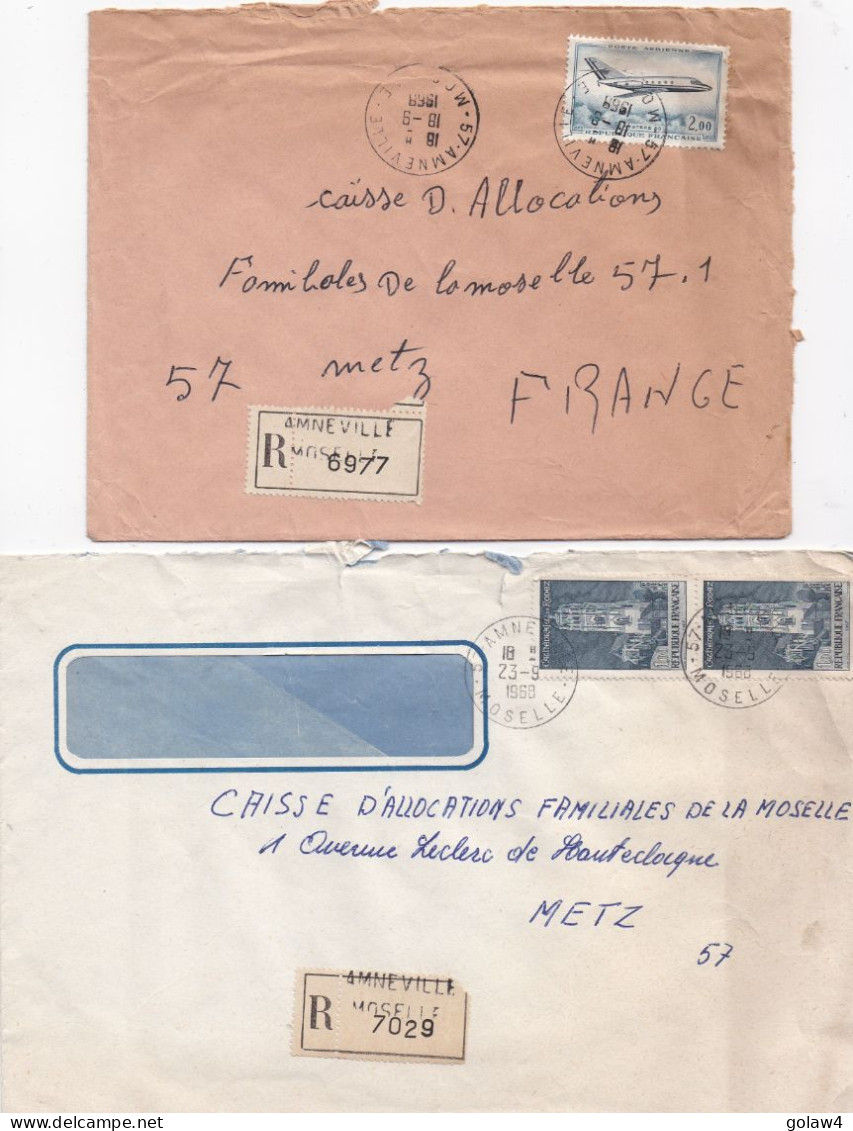 36921# LOT 21 LETTRES FRANCHISE PARTIELLE RECOMMANDE Obl 57 AMNEVILLE MOSELLE 1968 Pour METZ - Storia Postale