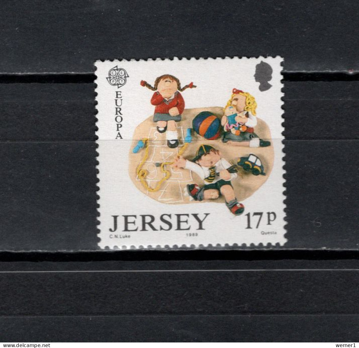 Jersey 1989 Football Soccer, Playing Children Stamp MNH - Ongebruikt