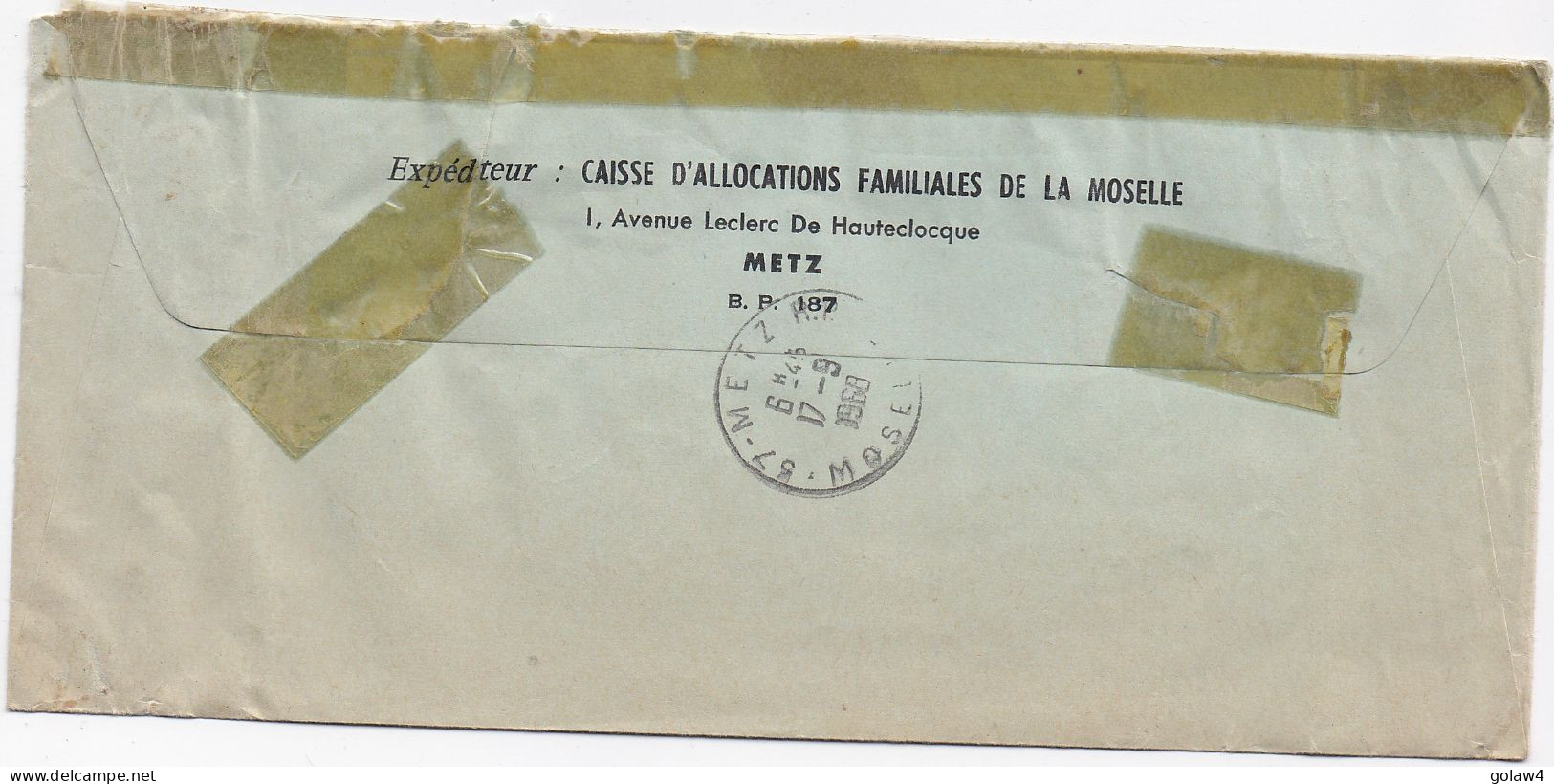 36923# LETTRE FRANCHISE PARTIELLE RECOMMANDE Obl 57 ANCY SUR MOSELLE MOSELLE 1968 Pour METZ - Covers & Documents