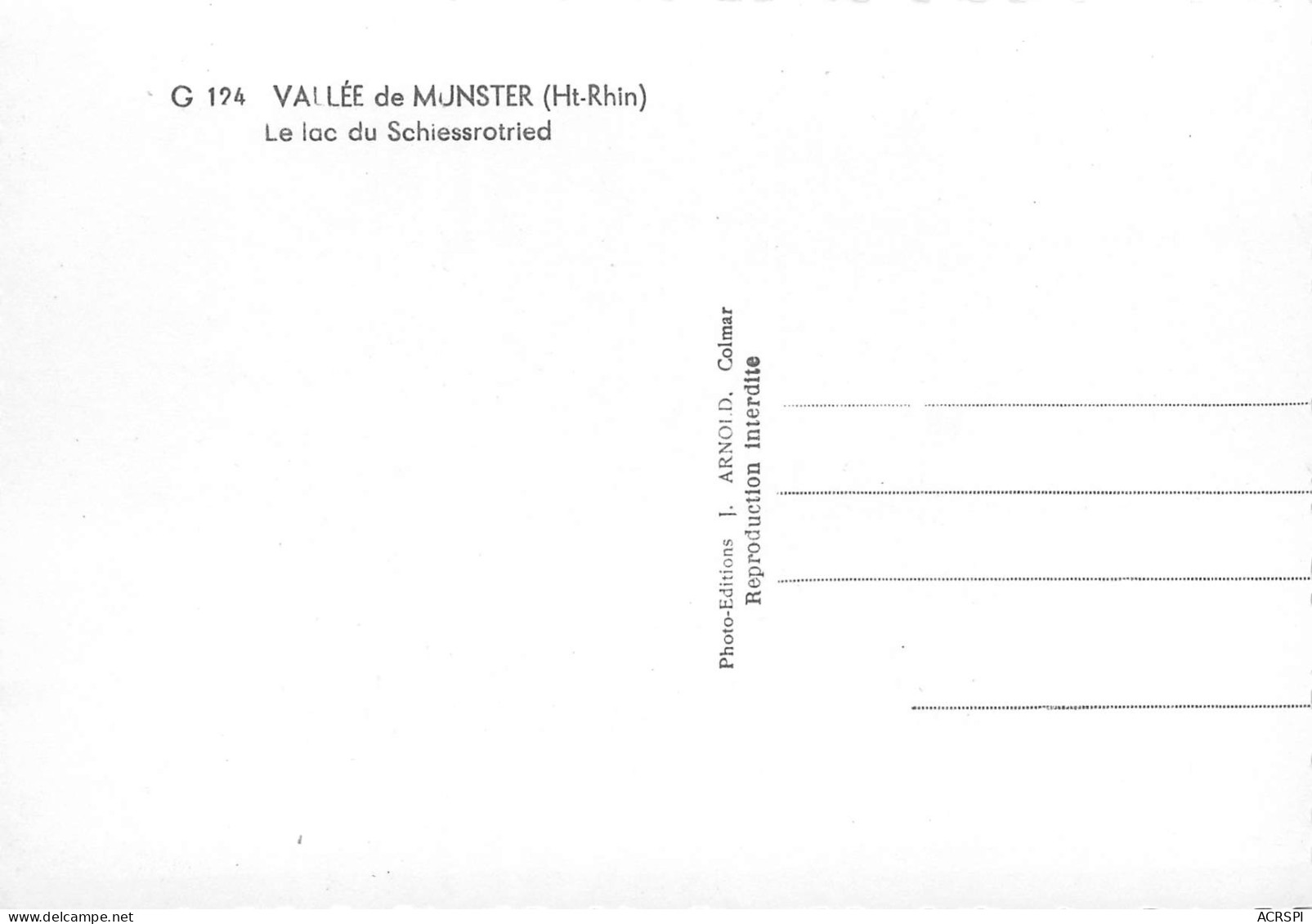 68  MUNSTER   La Vallée   Le Lac De SCHIESSROTRIED  N° 113 \MK3000 - Munster