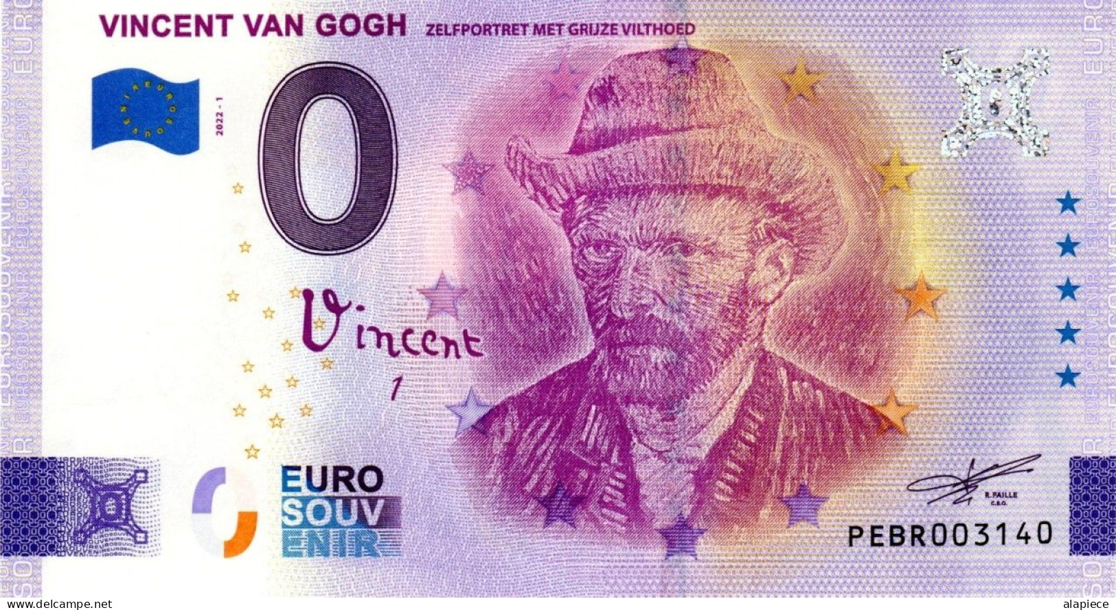 Billet Touristique - 0 Euro - Pays-Bas - Vincent Van Gogh (2022-1) - Essais Privés / Non-officiels