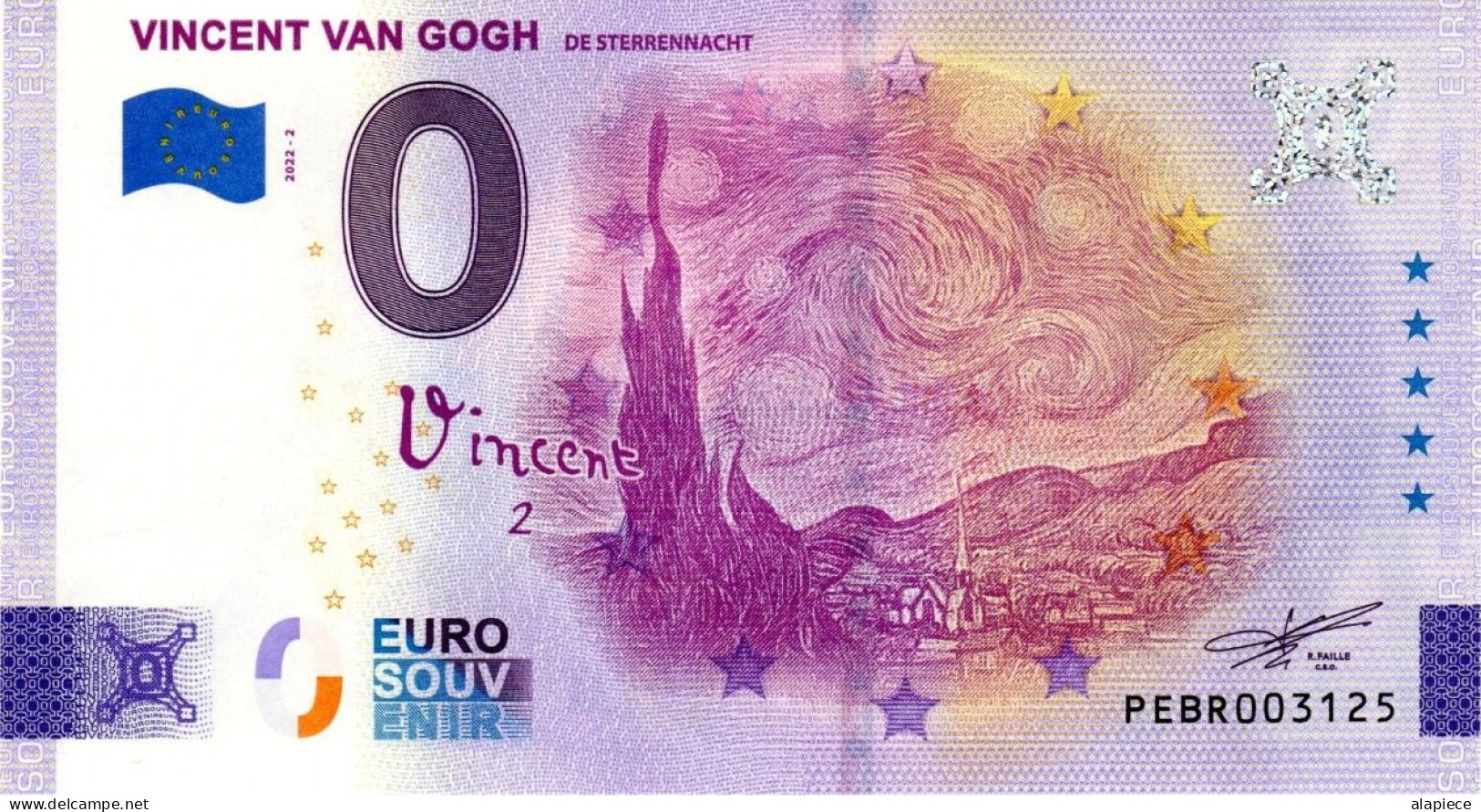 Billet Touristique - 0 Euro - Pays-Bas - Vincent Van Gogh (2022-2) - Essais Privés / Non-officiels