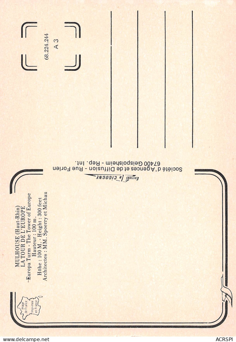 68   MULHOUSE La Tour De L'Europe  N° 54 \MK3001 - Mulhouse