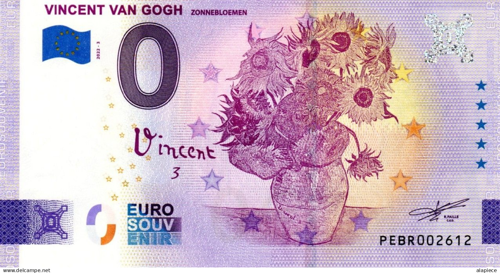 Billet Touristique - 0 Euro - Pays-Bas - Vincent Van Gogh (2022-3) - Privéproeven