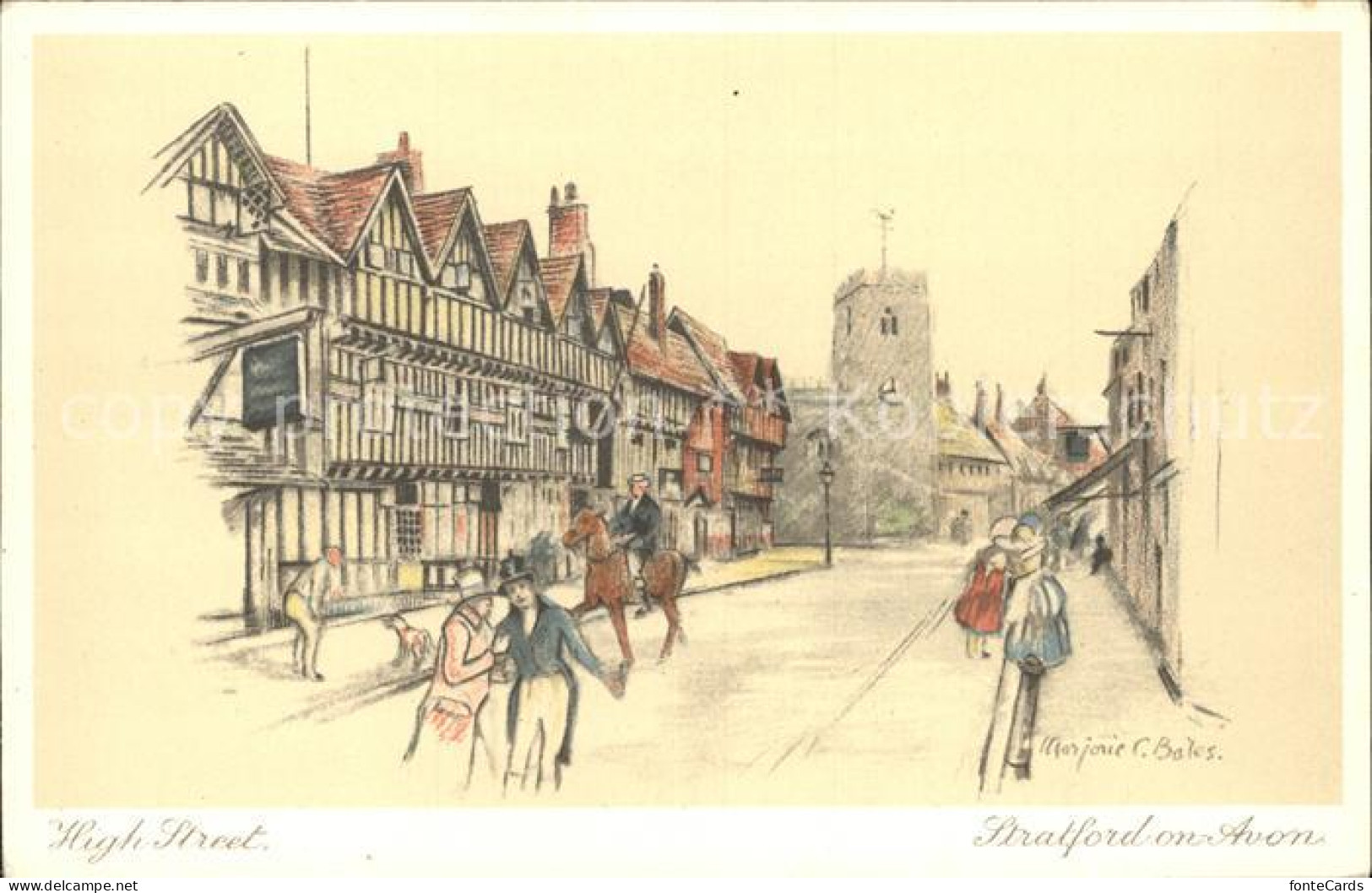 11923260 Stratford-on-Avon High Street Kuenstlerkarte Stratford-on-Avon - Andere & Zonder Classificatie