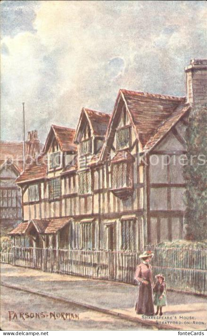 11923200 Stratford-on-Avon Kuenstlerkarte Shakespeares House Stratford-on-Avon - Andere & Zonder Classificatie