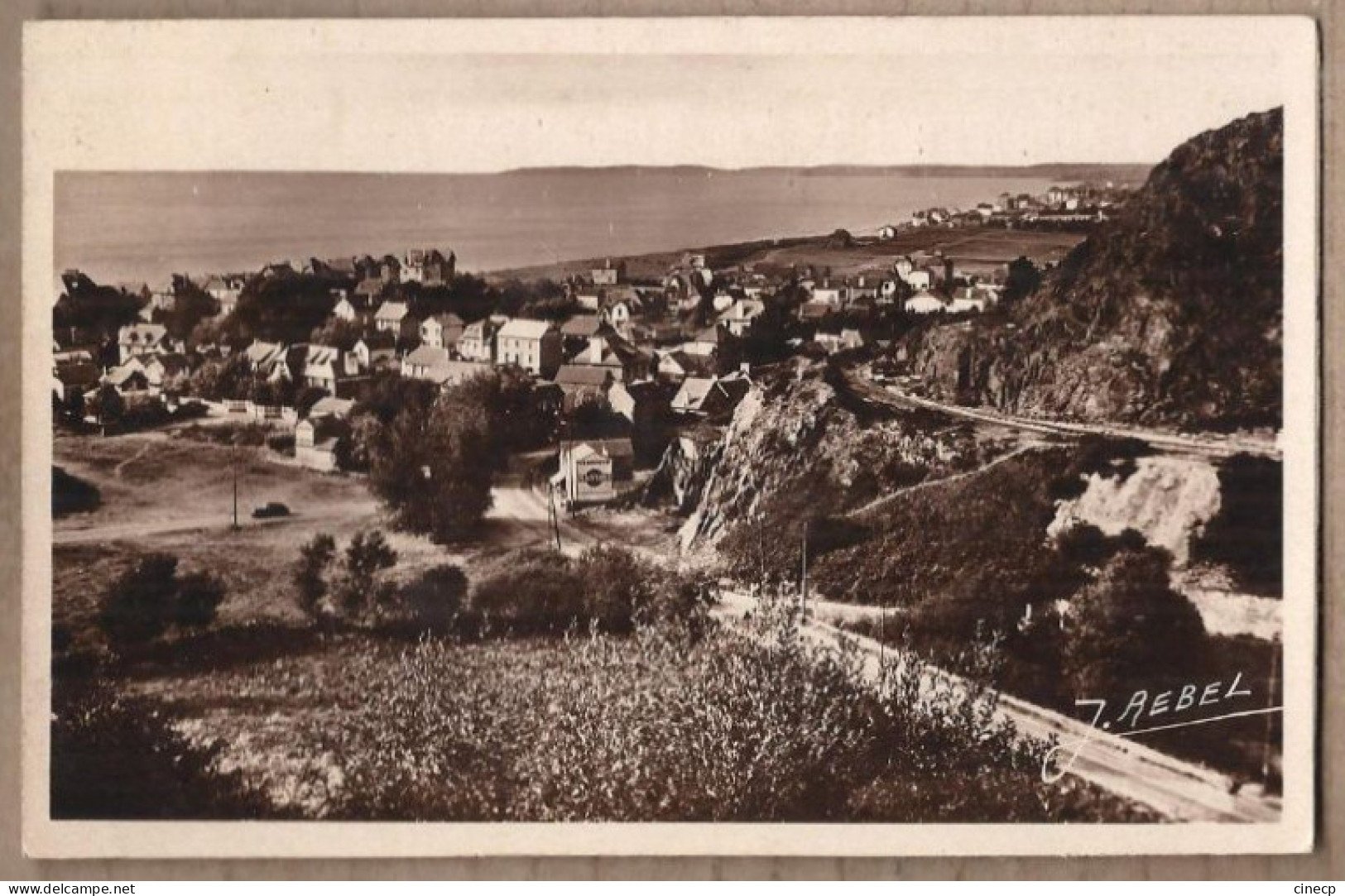 CPSM 50 - CAROLLES - Vue Générale - TB PLAN D'ensemble Du Village Et Du Centre + Publicité MARTINI 1945 - Autres & Non Classés