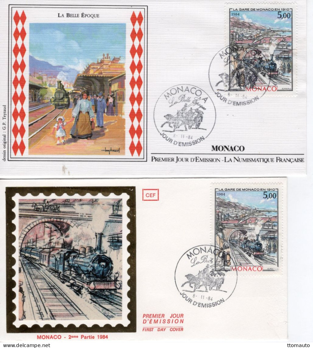 Lot De 2 FDC Monaco - La Gare De Monaco En 1910 - 2 X Envelopes Premier Jour Monaco - Trenes