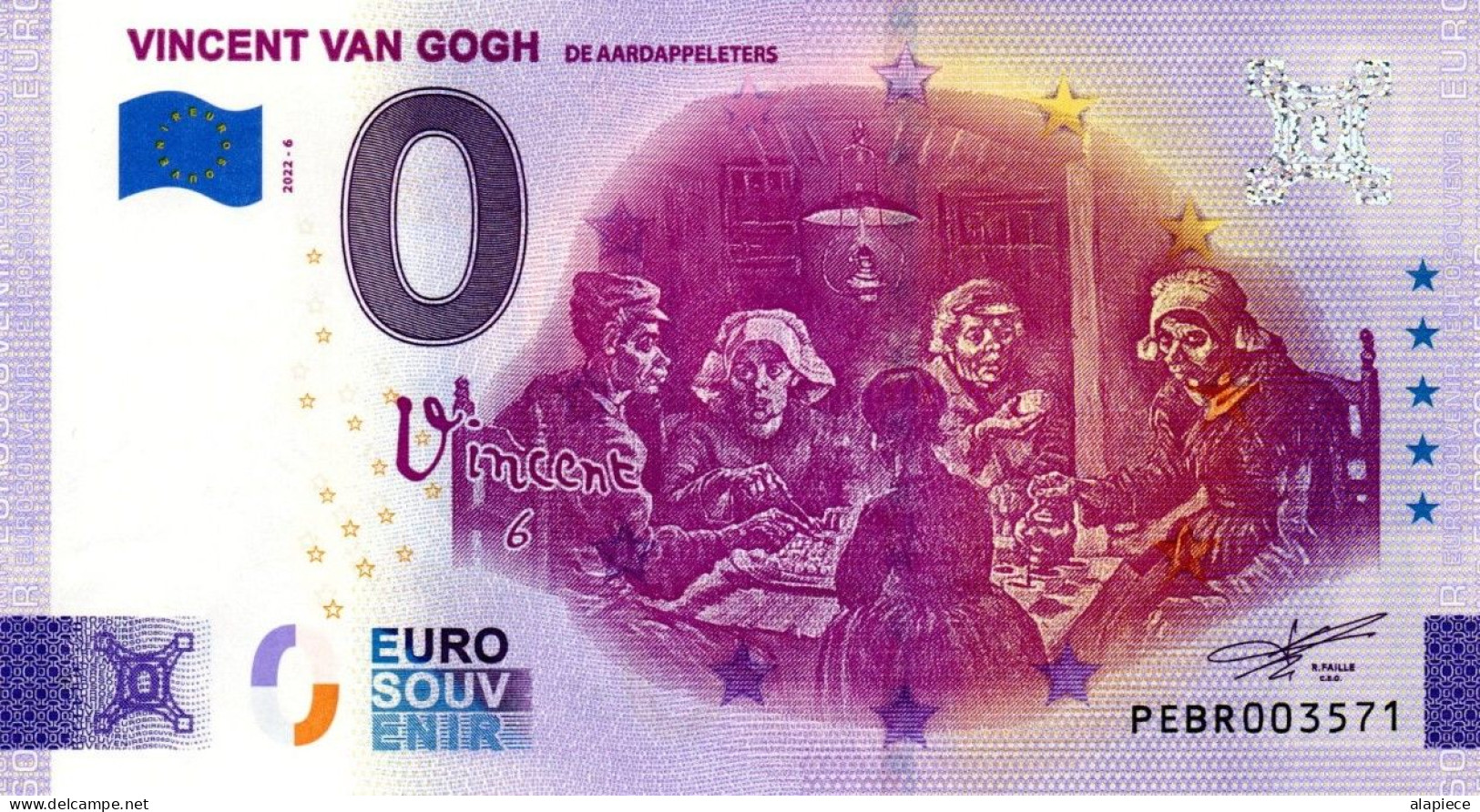 Billet Touristique - 0 Euro - Pays-Bas - Vincent Van Gogh (2022-6) - Private Proofs / Unofficial