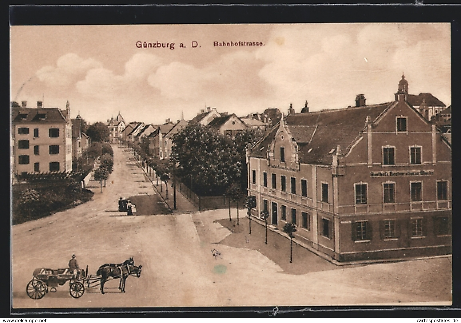 AK Günzburg A. D., Bahnhofstrasse Mit Gasthof U. Restaurant Zur Glocke  - Günzburg