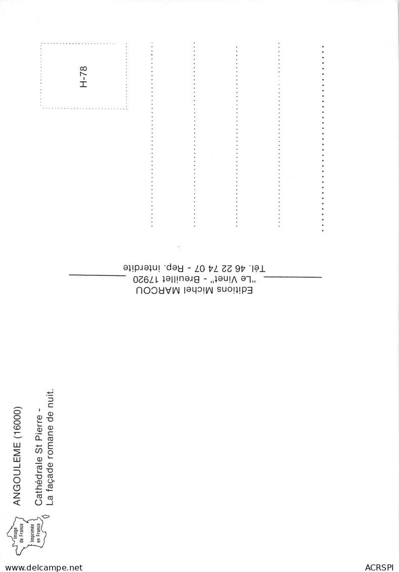 16  ANGOULEME   La Cathédrale St Pierre De Style Poitevin La Façade  Romane De Nuit   N° 56 \MK3003 - Angouleme